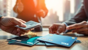 카드깡을 통해 현금을 생성하는 금융 거래의 순간을 포착한 이미지