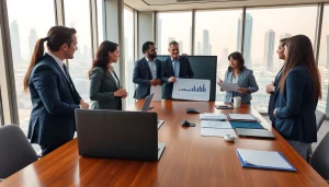 Business Consultants in Dubai collaborating within a modern office, showcasing professionalism and expertise.