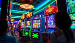 Experience the thrill of Hoki138 Pro with vibrant slot gaming scenes showcasing exciting wins and lively players.