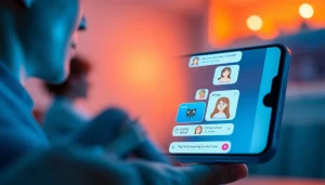 Engaging chat interface illustrating sex chat AI interactions with vibrant colors and animated elements.