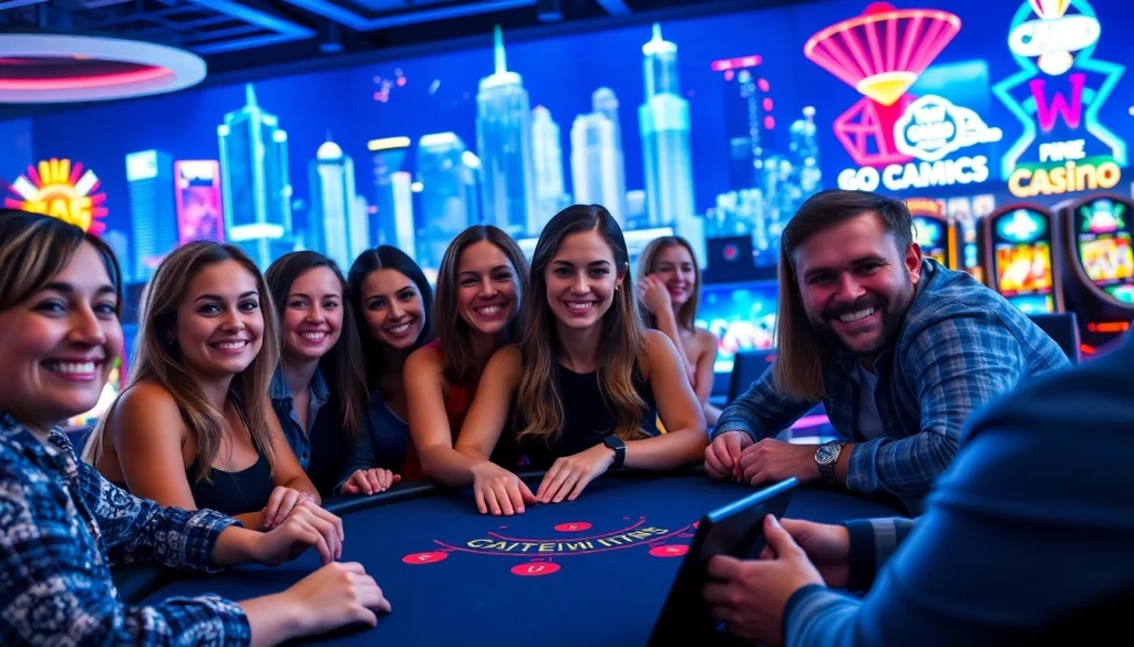 Engaging players enjoying games at Canada online casinos, highlighting excitement and vibrant atmosphere.