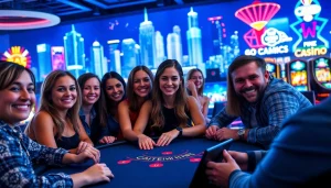 Engaging players enjoying games at Canada online casinos, highlighting excitement and vibrant atmosphere.