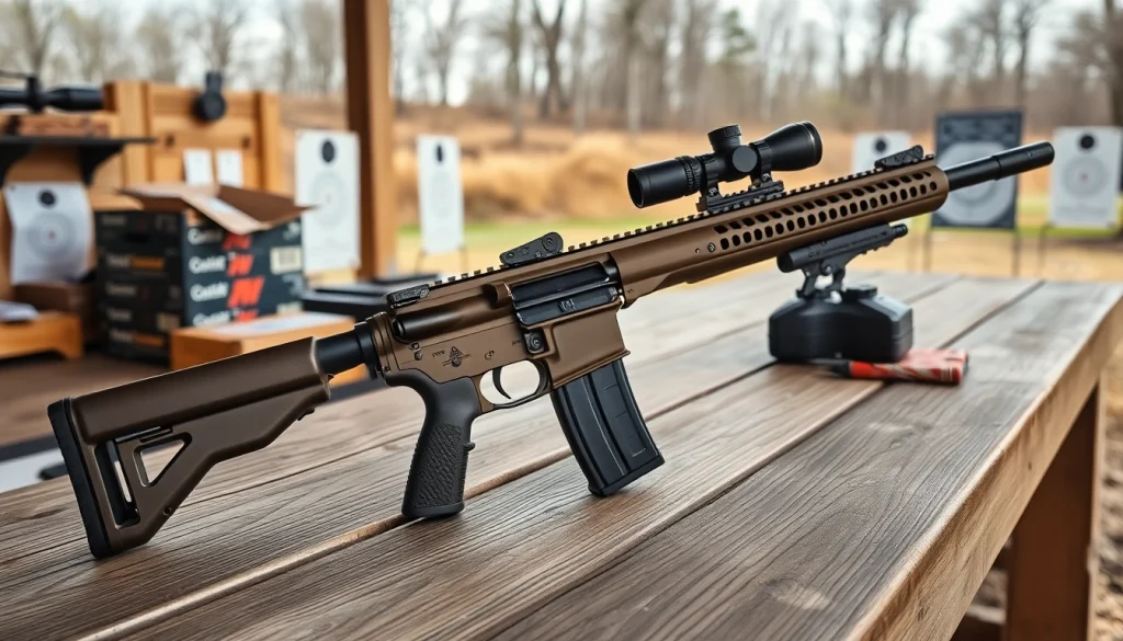 WOT trigger AR15 showcased on a shooting range bench with tactical accessories.