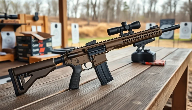WOT trigger AR15 showcased on a shooting range bench with tactical accessories.