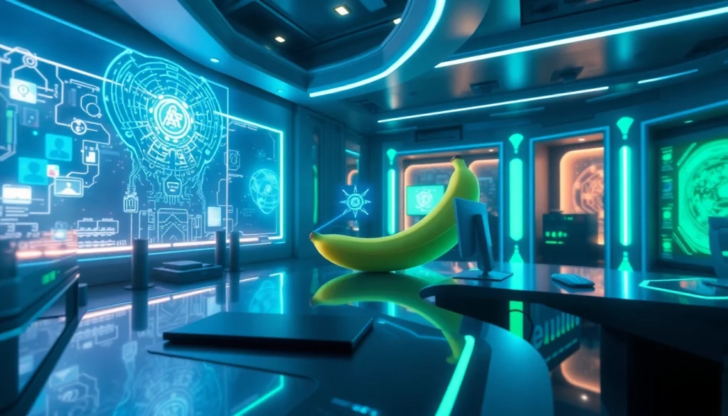 Advanced AI technology in a sleek workspace, focusing on nano banana 2 image generation.