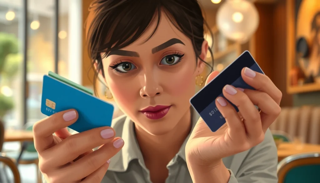 카드현금화 관련 결정 상황을 나타내는 카페 장면을 담은 이미지