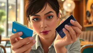 카드현금화 관련 결정 상황을 나타내는 카페 장면을 담은 이미지