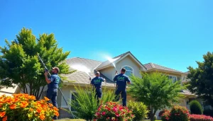 Roof cleaning professionals safely washing a residential roof in Kissimmee, Florida, creating a pristine exterior.
