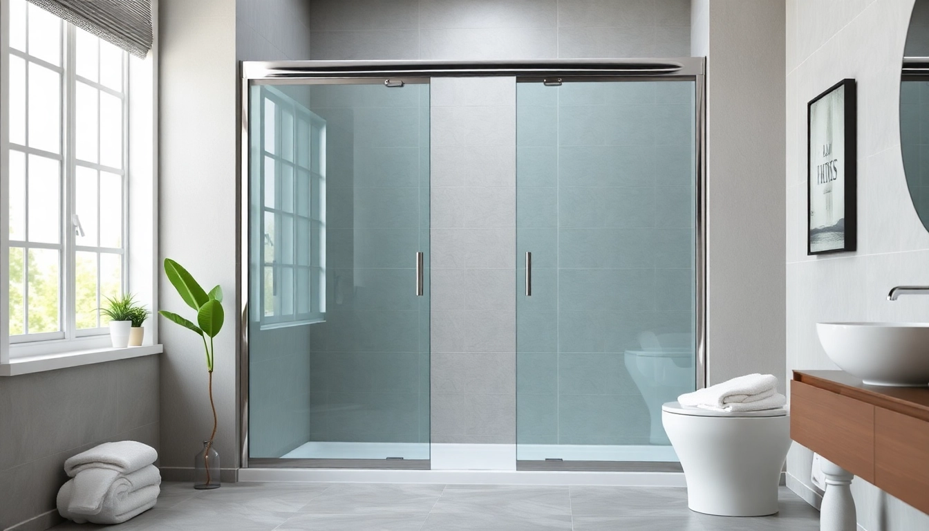 Stylish sliding shower doors enhancing a modern bathroom design with elegant details.