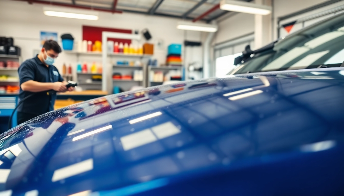 Expert auto detailing Cleveland TN transforming a vehicle's shine in a bright garage setting.