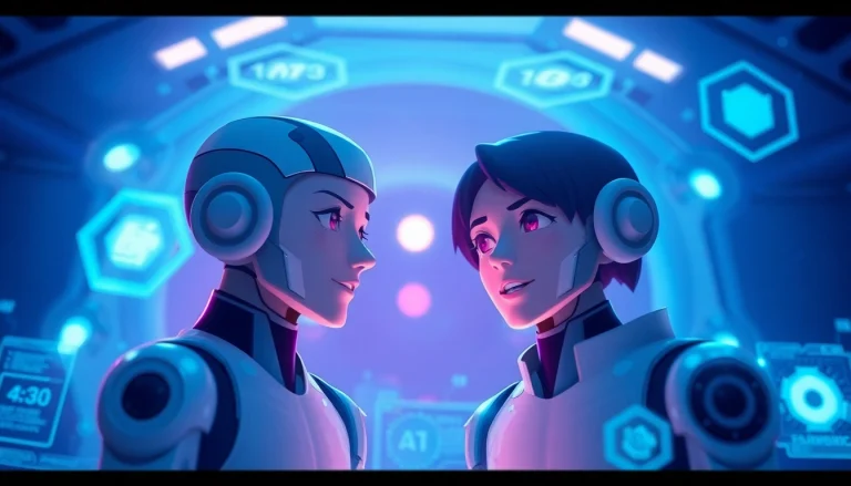 Engaging characters interacting in a futuristic 'character ai nsfw' digital setting, showcasing advanced AI technology.