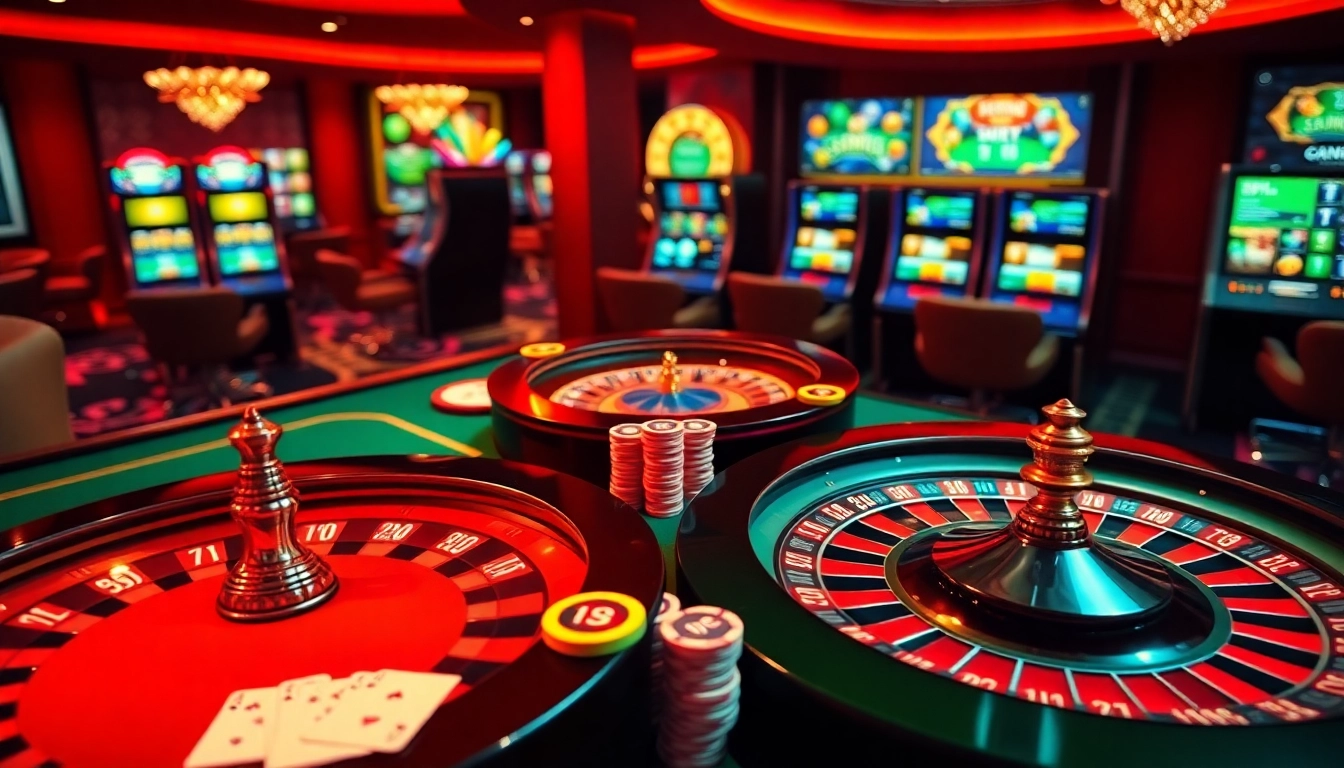 Découvrez l'excitation du casino en ligne français avec une configuration de table vibrante comprenant des cartes et des jetons.