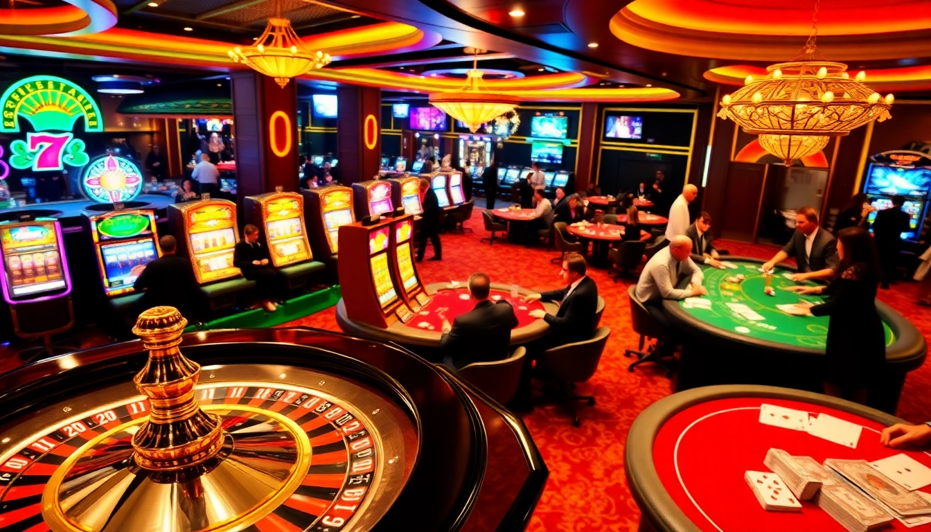 Scène passionnante de joueurs s'engageant aux tables de casino, mettant en avant le casino en ligne français.